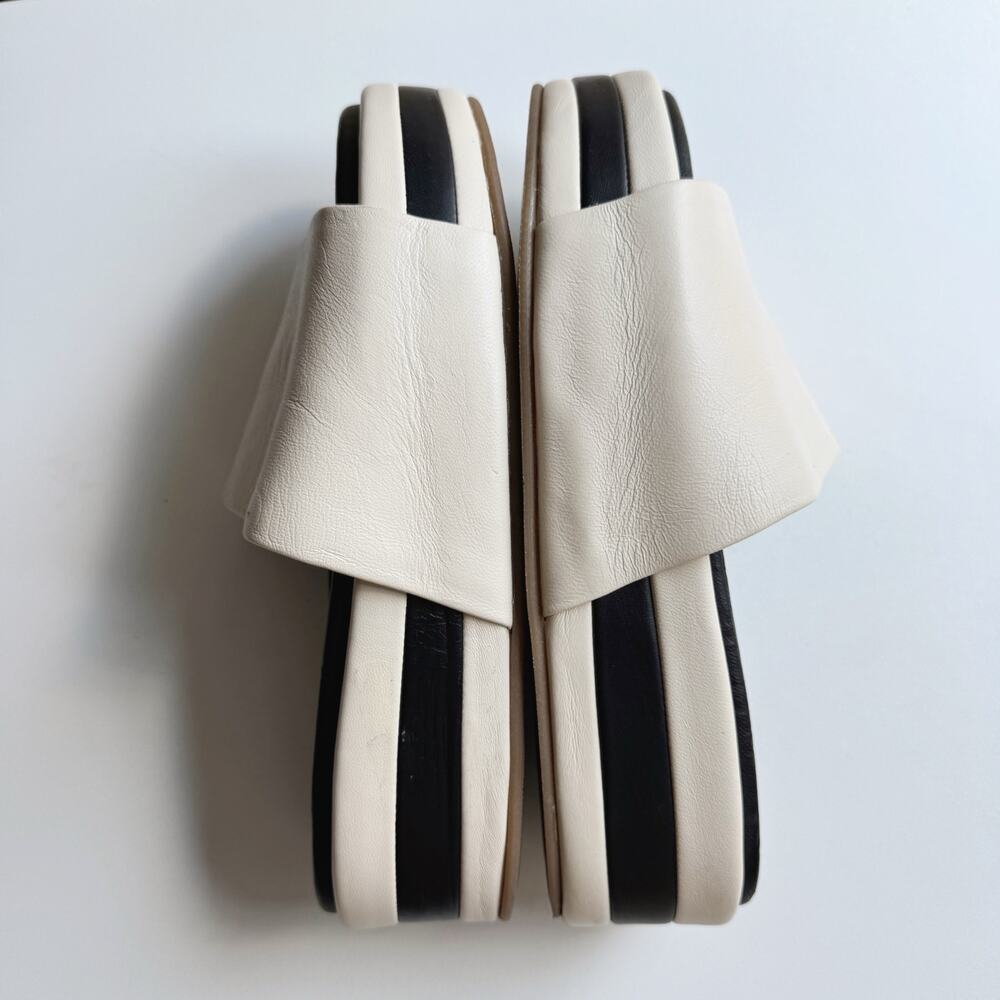 Beek Albatross Eggshell Black Stripe Platform Slide Sandals Size 9 - Picture 4 of 7
